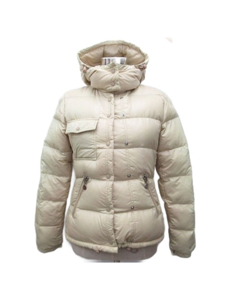 Moncler Berengere Down Jacket Hood Snap Button Logo 0 Beige